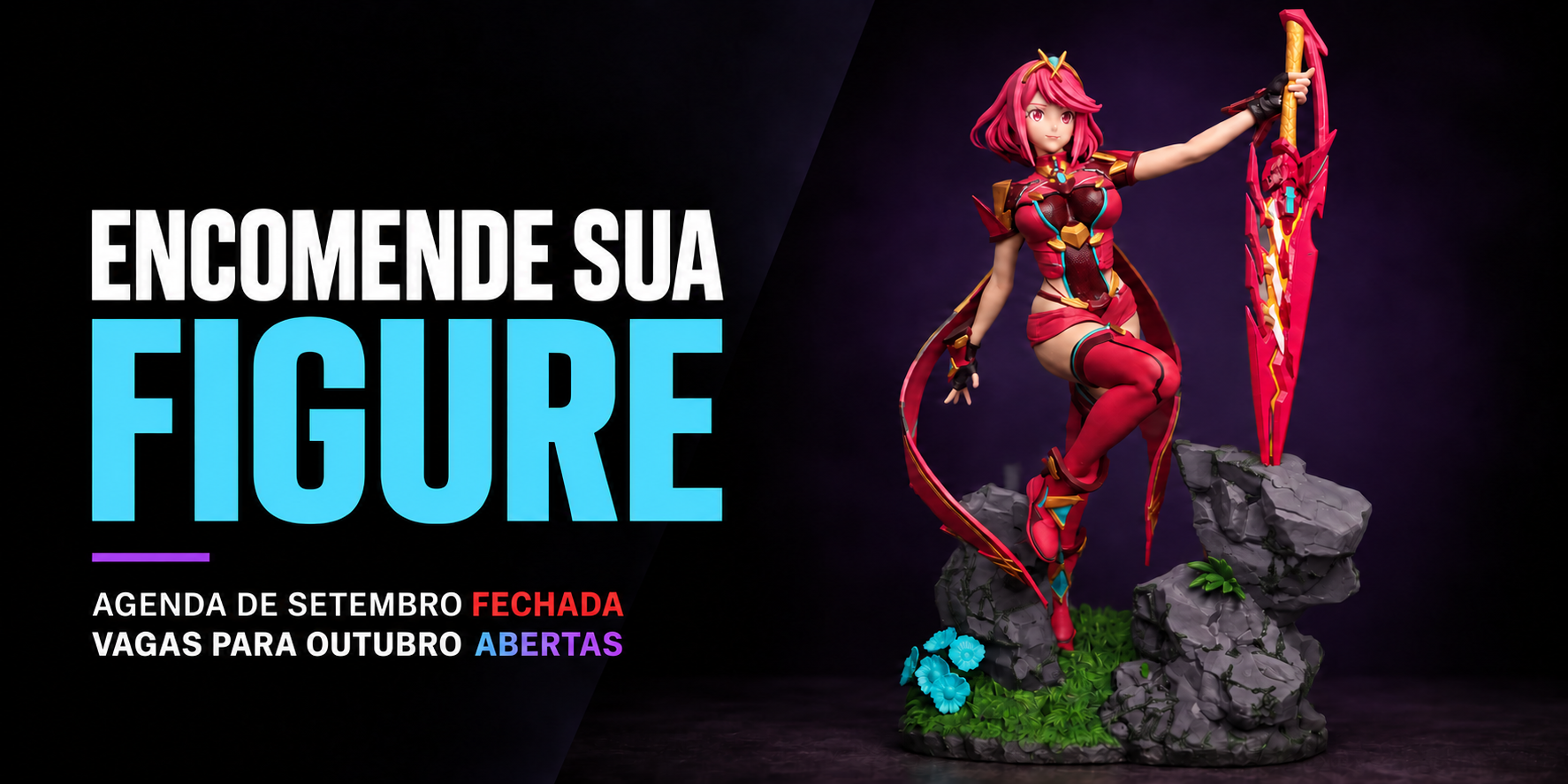 Encomende sua figure. Agenda de setembro fechada; vagas para outubro abertas.